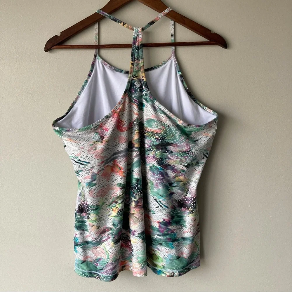 Prana Multicolor‎ Green Purple Watercolor Tank Built In Bra Women’s XL